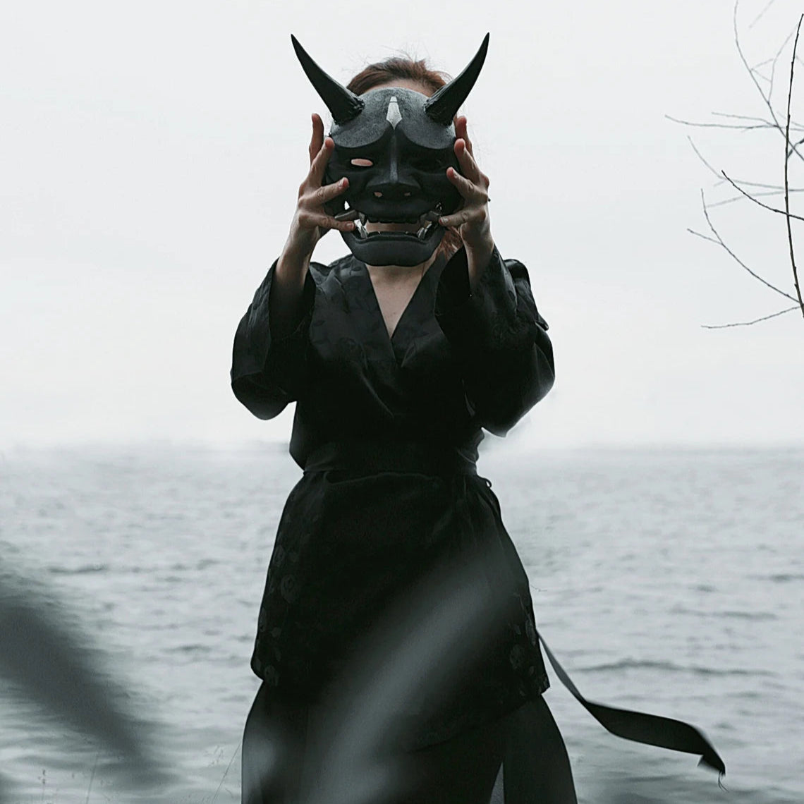 Hannya Black and White Mask