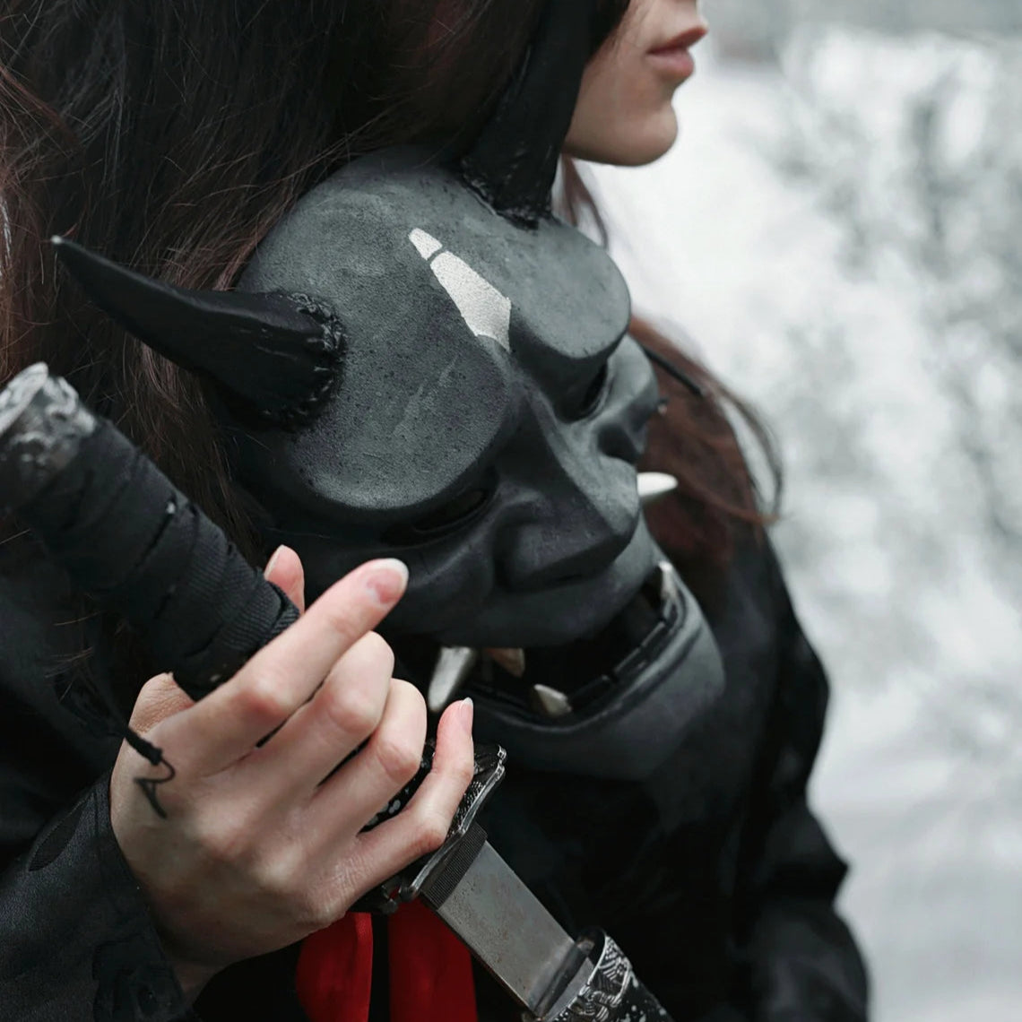 Hannya Black and White Mask