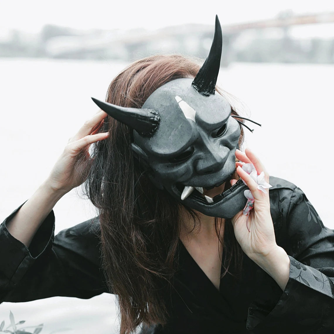 Hannya Black and White Mask